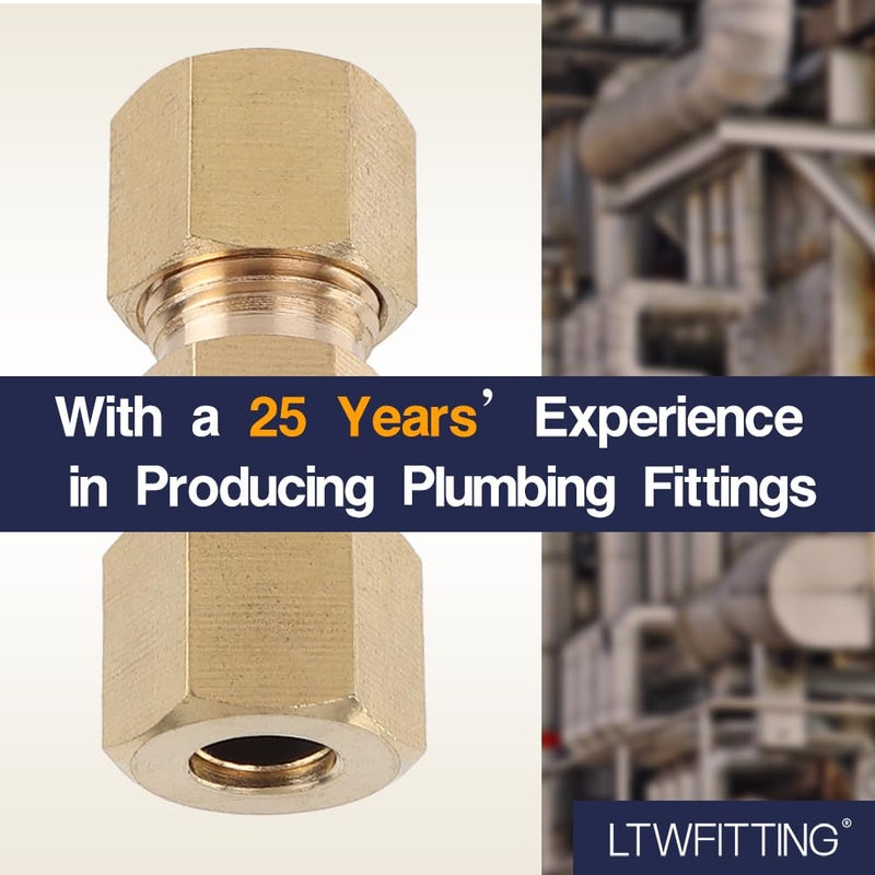LTWFITTING 1/4-Inch OD Compression Union,Brass Compression Fitting(Pack of 30) - Image 5